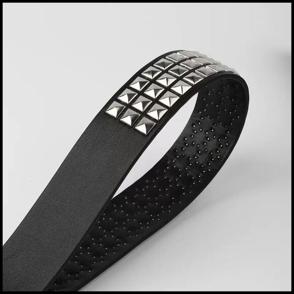 Faux Leather Studded Belt with Pyramid Studs Punk Rock Style main image 6